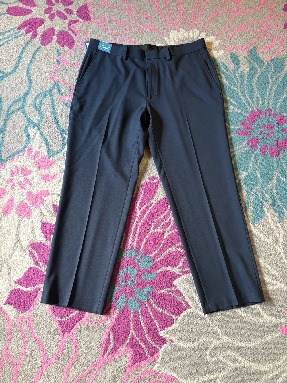 Haggar Tailor Fit Navy Blue Stretch Comfort Fit Dress Pants Mens 38X29